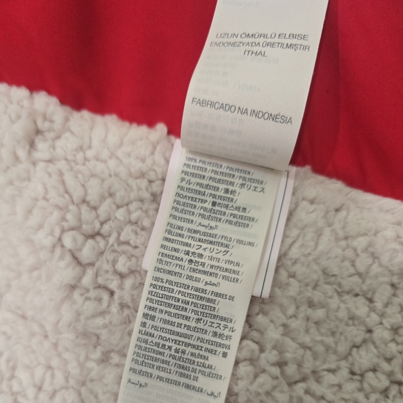 Hollister Puffer Jacket Bright Red Paradise Cove Sherpa Lined Coat Size Medium - Picture 4 of 5